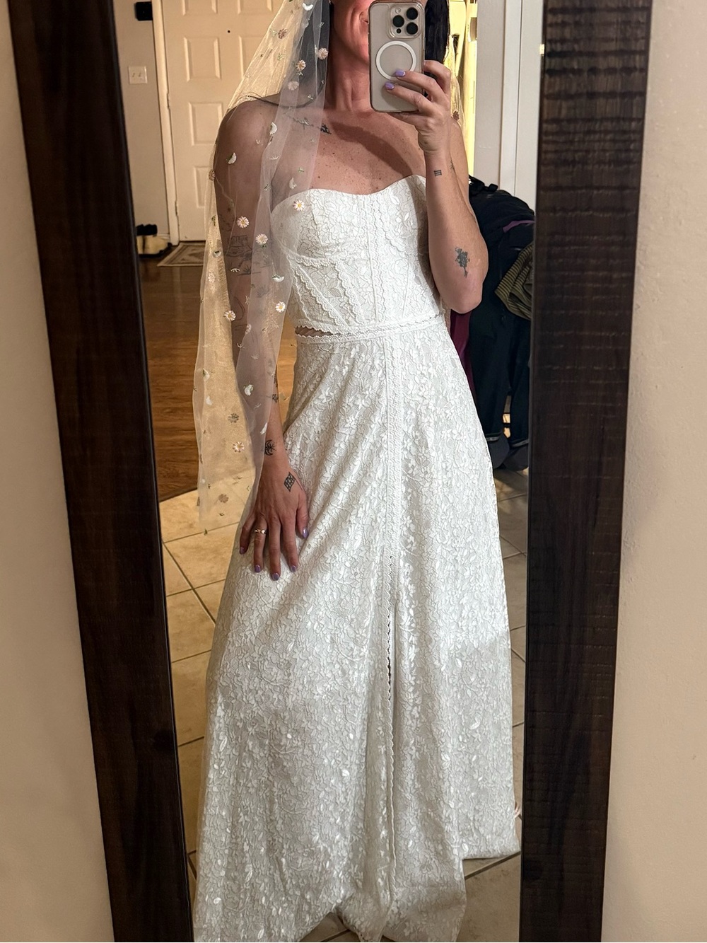 Lulus Eldoria White Lace Strapless Bustier Maxi Dress - Size XS